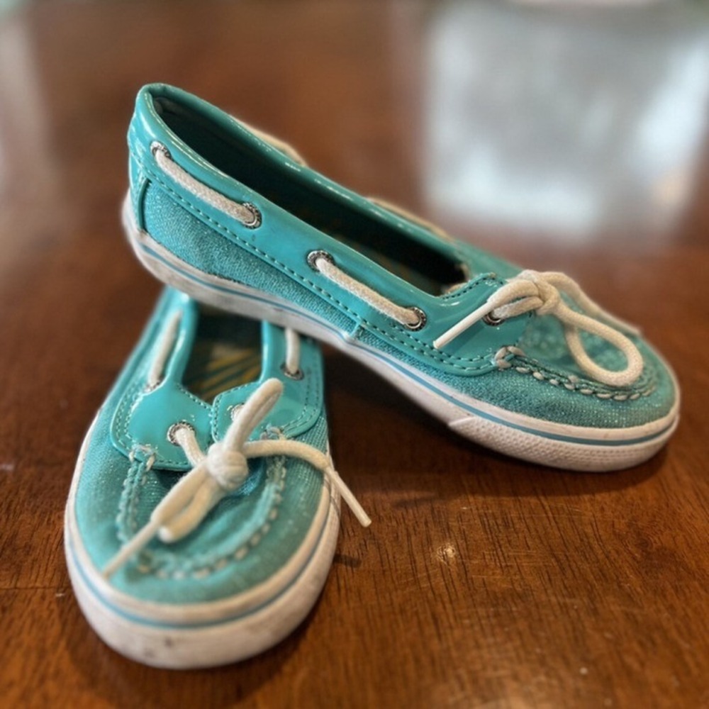 Sperry Top-Sider Boat Shoes Aqua Blue‎ Slip On Casual Toddler Size 7